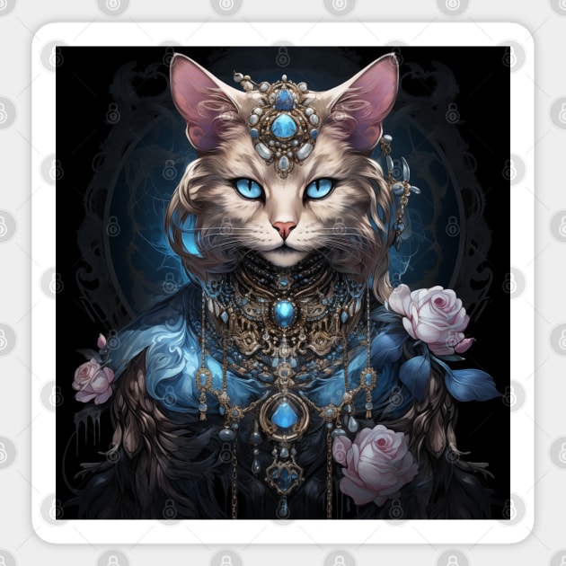 Fantasy Siberian Cat Sticker by Enchanted Reverie